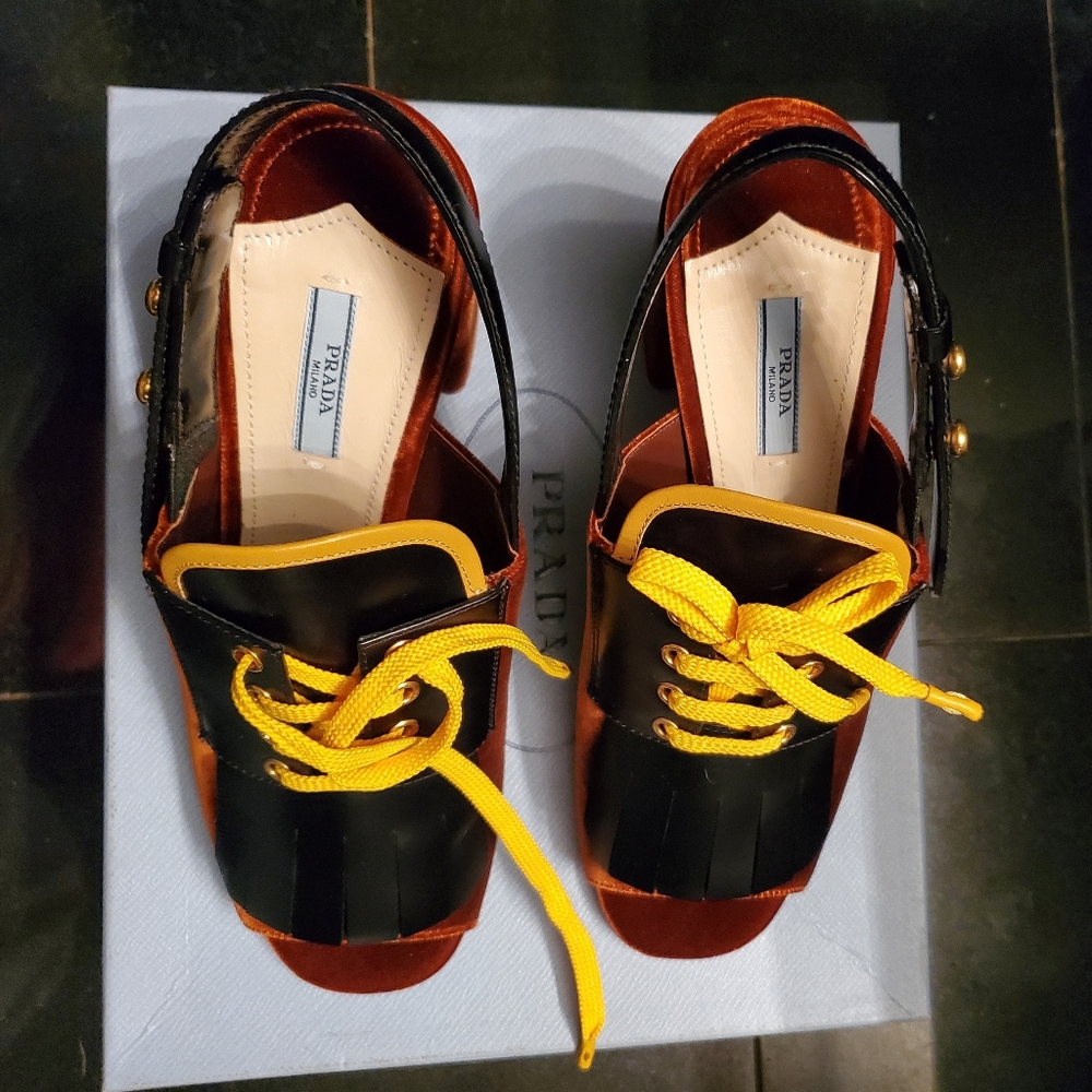 Prada Velvet Lace Up Shoes Size 41